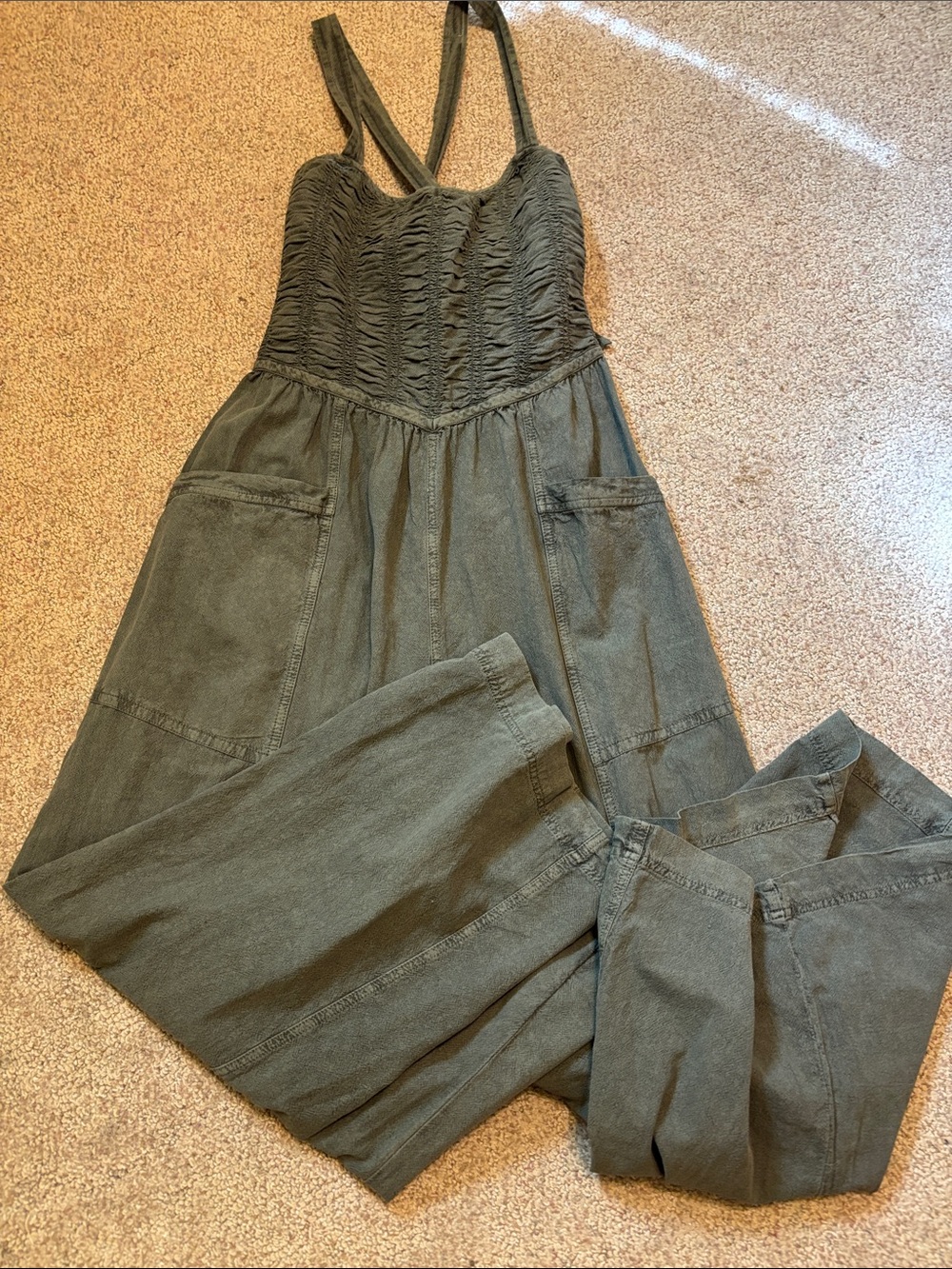 🆕Bnwt Free People After All Ruched One Piece Smocked Wide-Leg jumpsuit - Picture 7 of 10